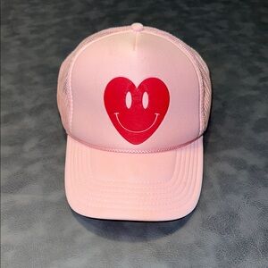 Charming Pink Cap with Heart Smiley